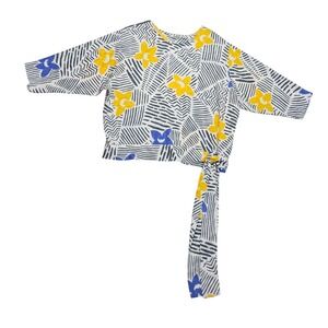 80s Blouse Granny Chic 16 XL Shell‎ Vtg Floral Golden Girls Miami Aesthetic Blue